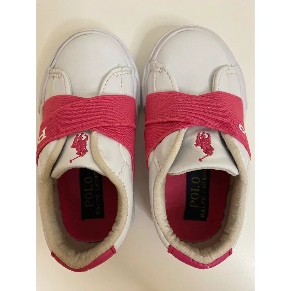 Polo Ralph Lauren Sneakers‎ Toddler 6 Pink/White Easten II EZ Slip-On Shoes